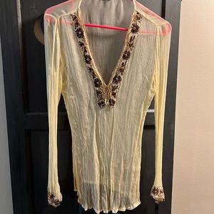 Bead embroidered sheer tunic